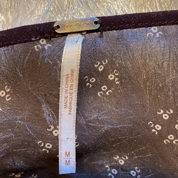 Free People Maroon Chiffon Long Sleeve Fit & Flare Dress size Medium - Picture 9 of 16